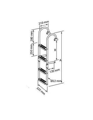 Scala pieghevole inossidabile 316 3+3 gradini