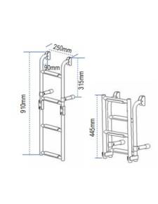 Escalera plegable para espejo de popa inox 2+2 peldaños