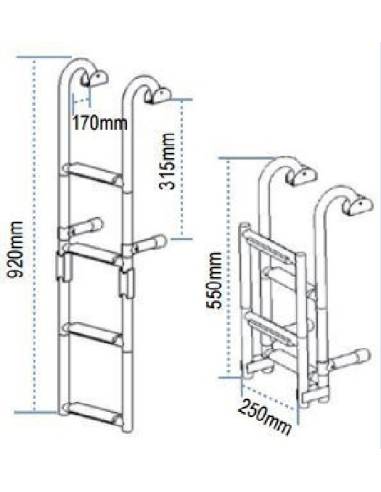 Ladder for stainless steel gift 2+2 steps