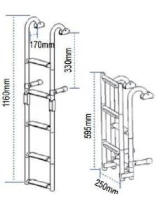 Échelle pour cadeau en acier inoxydable 3 + 2 marches