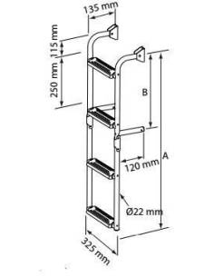 Echelle pliante, inox 316, 3+2 marches 90° 2