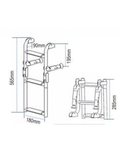 Folding ladder 1+2 steps stainless steel 316, 180x565 cm. 2