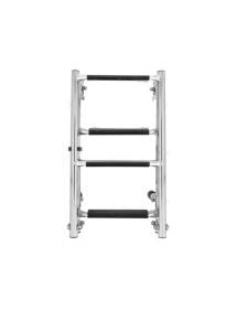 Escalera plegable 4 peldaños inoxidable  316, 180X565 CM.