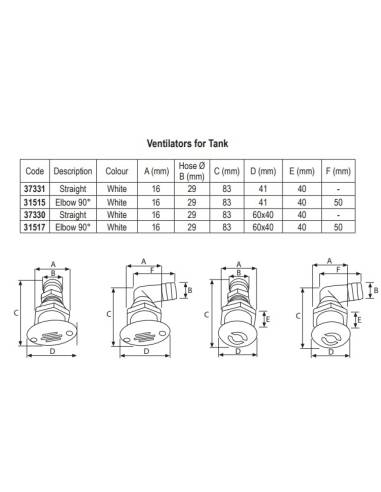 Straight round plastic vent bl.