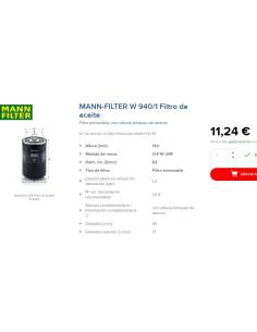Filtro d'olio MANN W 940/1