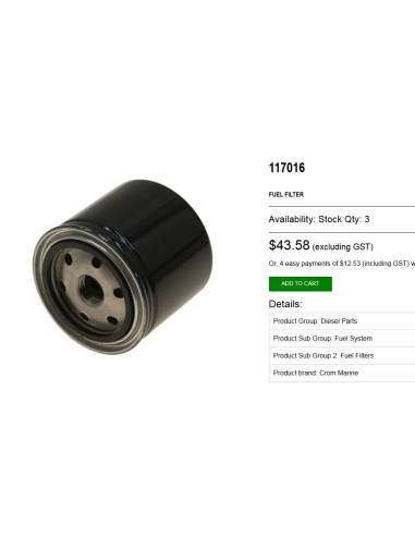 Crom Marine 117016 filtro carburante per volvo