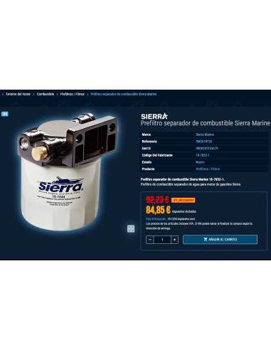 Sierra Marine 18-7852-1 prefiltro separador de...