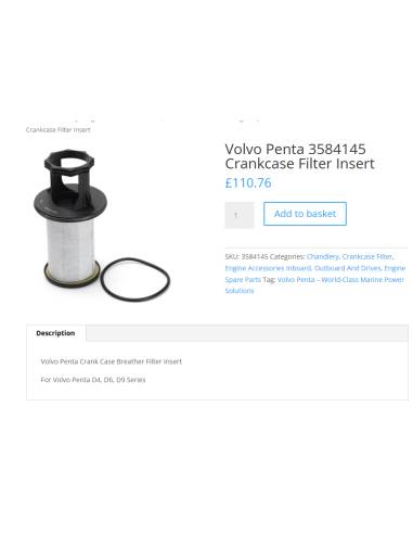 Volvo penta Filtro de cárter 3584145