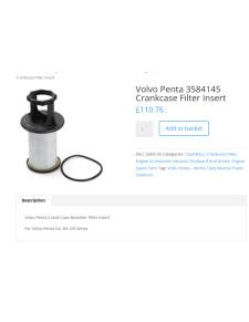 Volvo penta Filtro de cárter 3584145