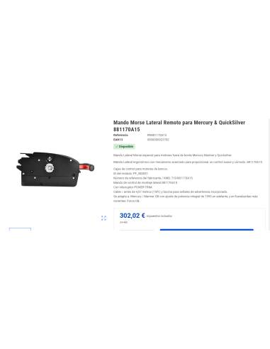 Side Morse Remote for Mercury & QuickSilver