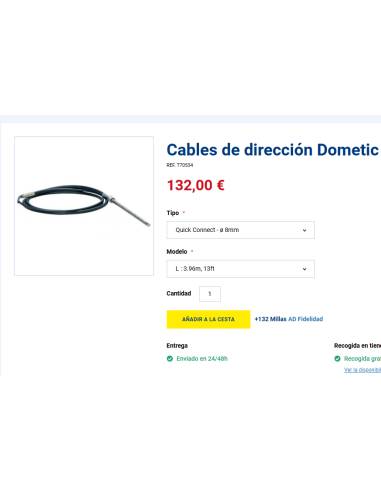 Dometic Cables de dirección  quick connect 8mm...