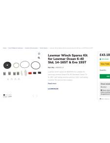 Lewmar Kit de repuestos winche Ocean 6-40 Std, 14-16ST y Evo 15ST