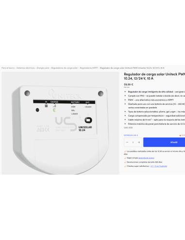 Uniteck Regulador de carga solar  PWM Unisolar...