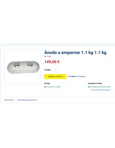 Ánodo especial barco aluminio a empernar 1.1 kg 2