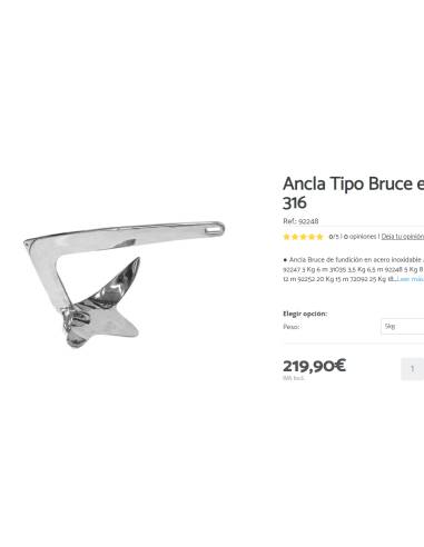 Ancla Tipo Bruce en Acero Inoxidable 316