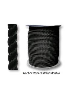 Corde d'ancrage trois torons 18 mm noir