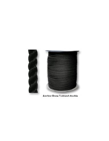 Anchor rope three strands 18 mm black