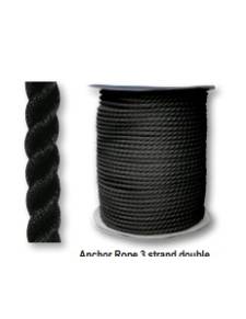 Anchor rope three strands 18 mm black