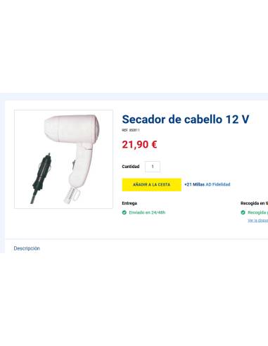Secador de cabello 12 V