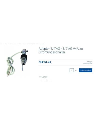 Adapter 3/4'AG - 1/2'AG V4A zu Strömungsschalter
