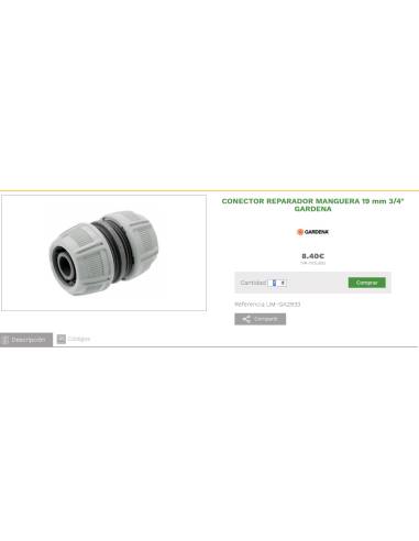 Gardena conector reparador manguera 19 mm 3/4