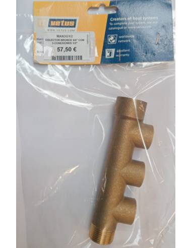 Vetus colector bronce 3/4¨ con 3 conexiones 1/2¨ 