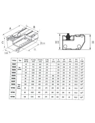 Bora water tank 60l + pump 12.l 12v