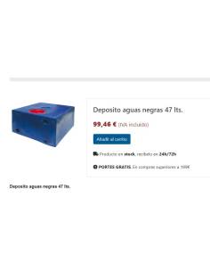 Réservoir eaux noires 47 litres avec couvercle 480x400x300mm 2