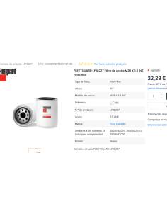 Fleetguard  LF16227 Filtro de aceite M26 X 1.5 INT,... 2