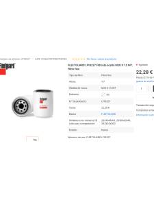 Fleetguard  LF16227 Filtro de aceite M26 X 1.5 INT, Filtro fino