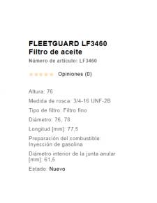 Fleetguard LF3460 Filtro aceite roscado