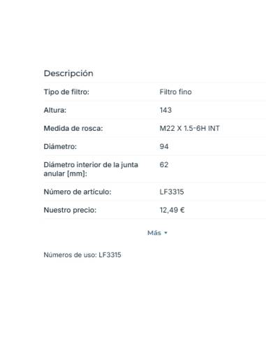 Fleetguard LF3315  filtro de aceite