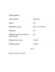 Fleetguard LF3315  filtro de aceite