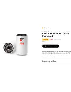 Fleetguard LF743 Filtro aceite roscado 2