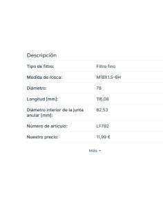 Fleetguard  LF782 filtro aceite 2