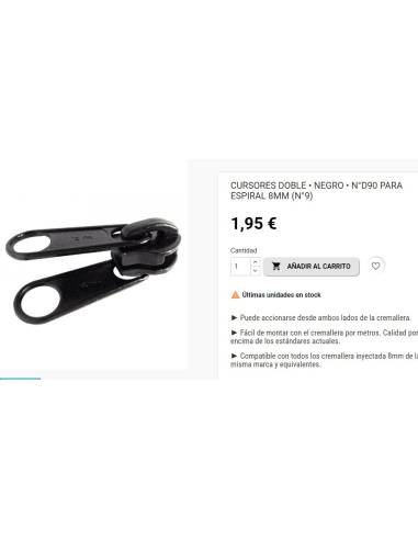 Doppio cursore in metallo per spirale, nero