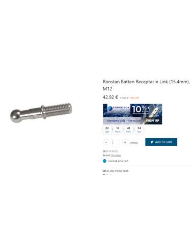 Ronstan Batten Receptacle Link (15.4mm), M12
