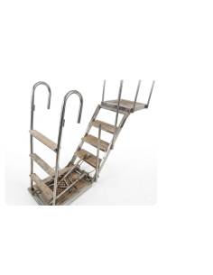 Escala real inox-teca 3 peldaños  2 plataformas