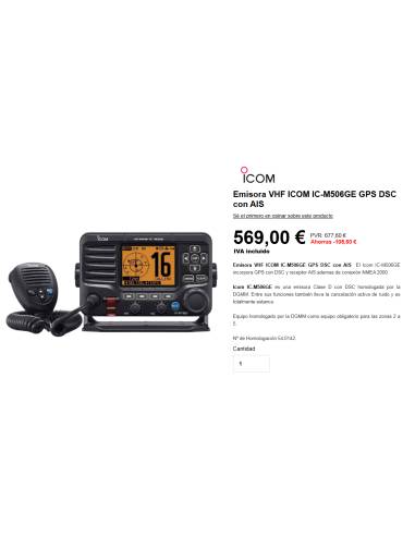 Emisora VHF ICOM IC-M506GE GPS DSC con AIS