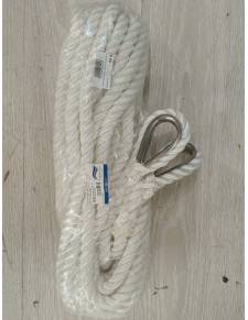 Cabo amarra blanco 3 torones 16mm/7mts ( juego con guardacabos)